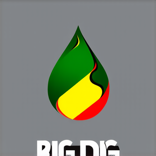 AI Design for make a logo for an oil and gas company called BIG DIG, colors : green, yellow, red. Make it professional. logo shape is oil drop