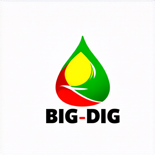 AI Design for make a logo for an oil and gas company called BIG DIG, colors : green, yellow, red. Make it professional. logo shape is oil drop