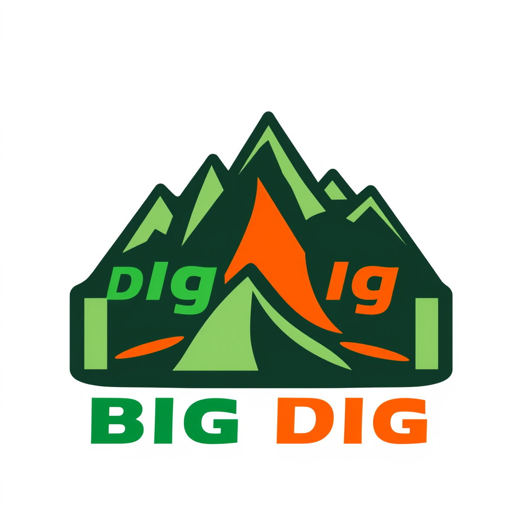 AI Design for Change the color to green, orange, and red. Change the company name to Big Dig