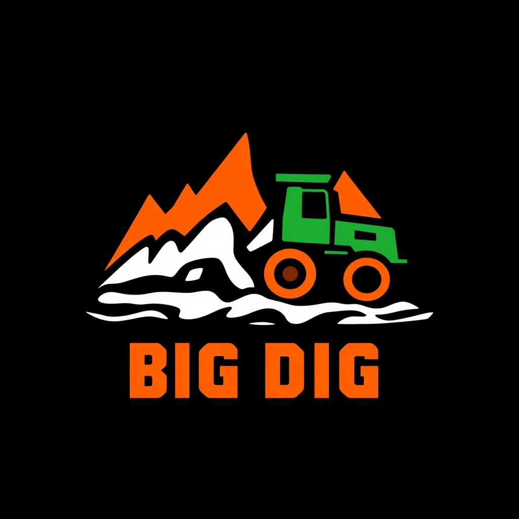 AI Design for Change the color to green, orange, and red. Change the company name to Big Dig