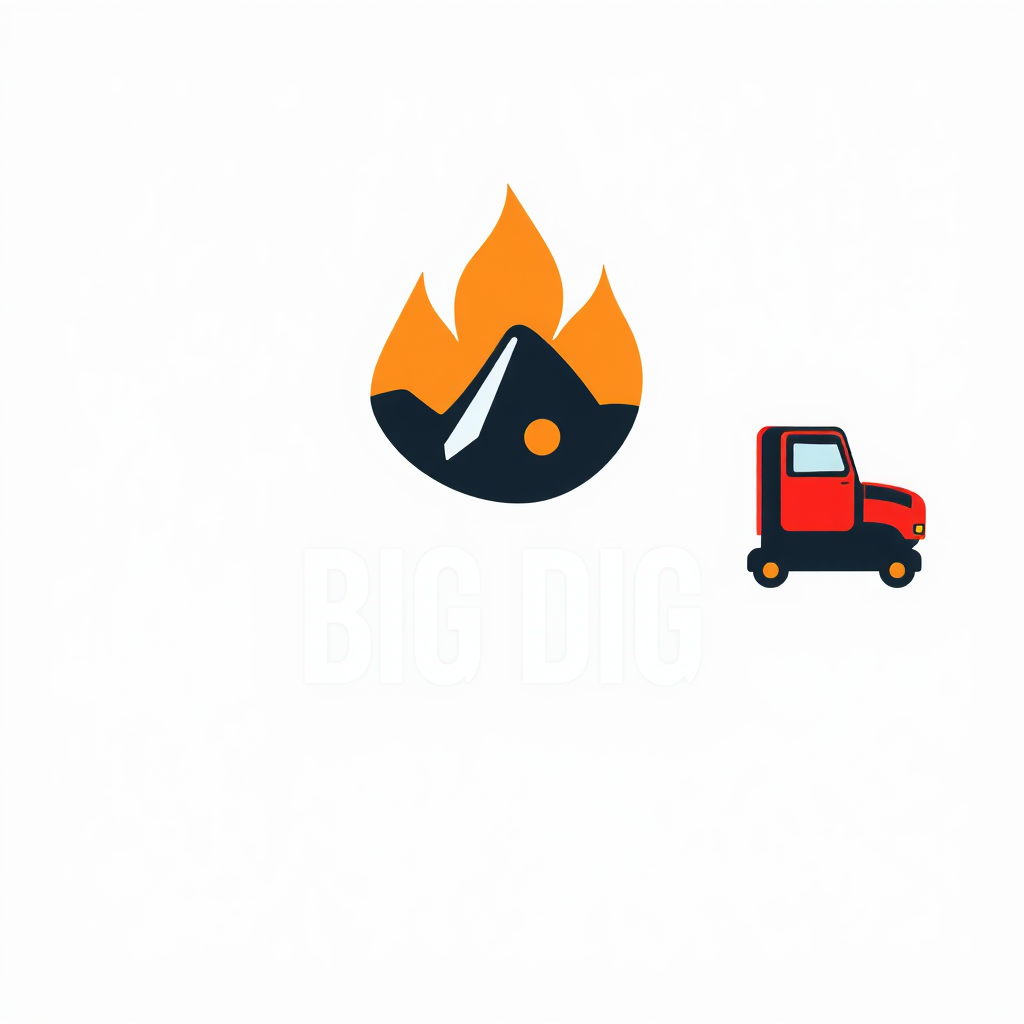 AI Design for Change the color to green, orange, and red. Change the company name to Big Dig