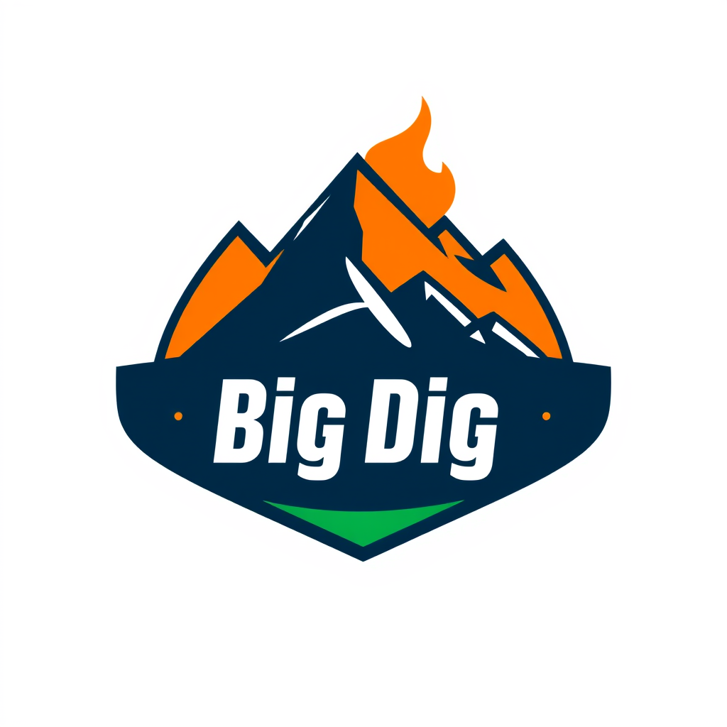 AI Design for Change the color to green, orange, and red. Change the company name to Big Dig