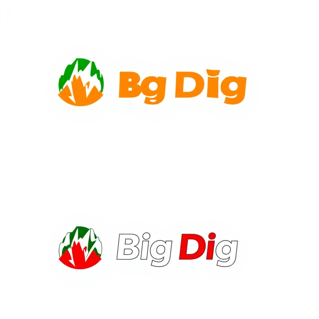 AI Design for Change the color to green, orange, and red. Change the company name to Big Dig