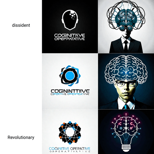 AI Design for a logo for a dissident, dynamic modern company called "cognitive operative"