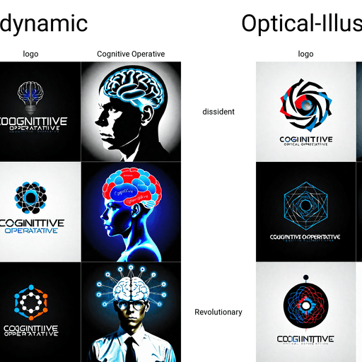 AI Design for a logo for a dissident, dynamic modern company called "cognitive operative"