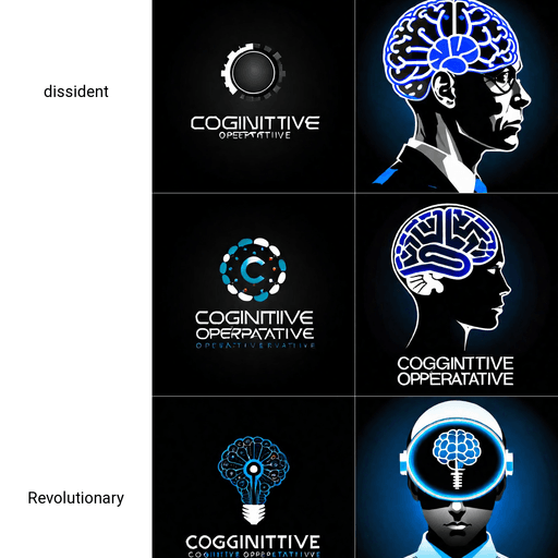 AI Design for a logo for a dissident, dynamic modern company called "cognitive operative"