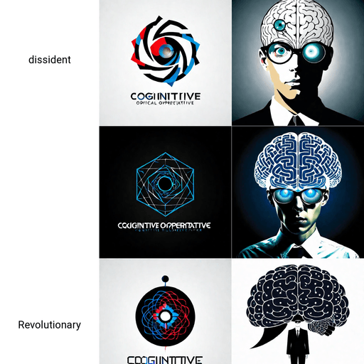 AI Design for a logo for a dissident, dynamic modern company called "cognitive operative"