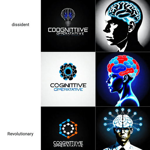 AI Design for a logo for a dissident, dynamic modern company called "cognitive operative"