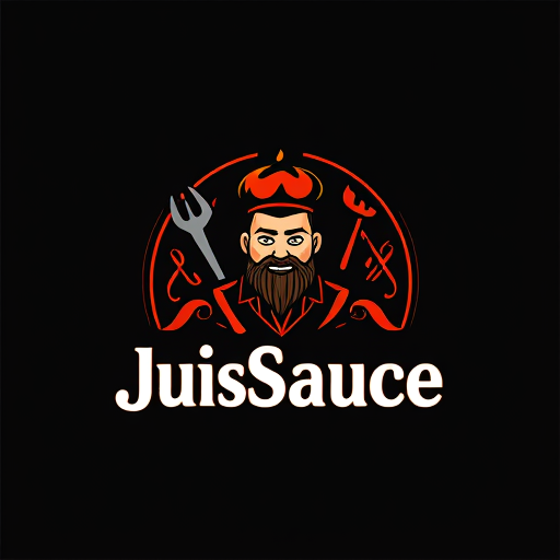 AI Design for keep JusSauce name and make a guy behind it