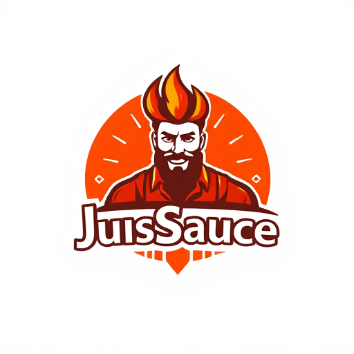 AI Design for keep JusSauce name and make a guy behind it