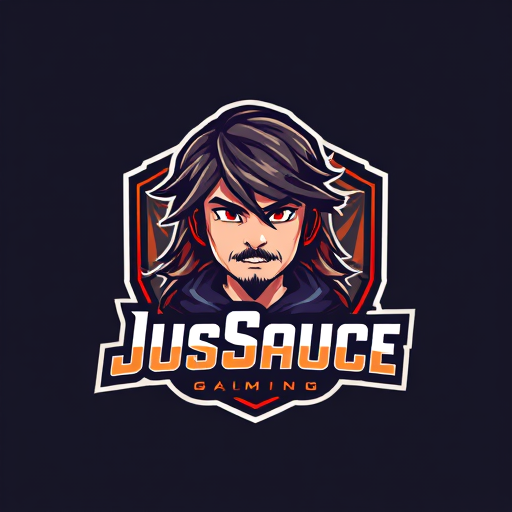 AI Design for keep JusSauce Gaming name and make a young boy with long hair and no beard on face behind it