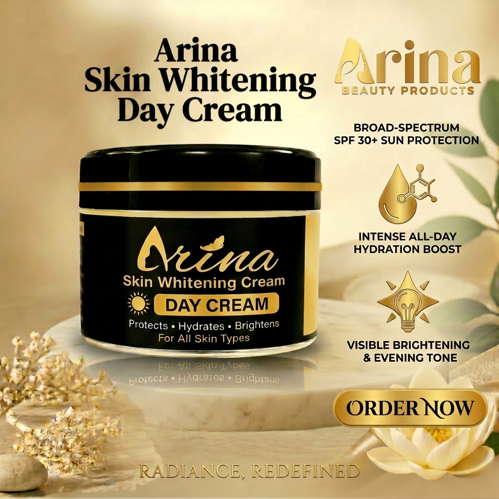 use text headline Arina Skin Whitening Day Cream is color black