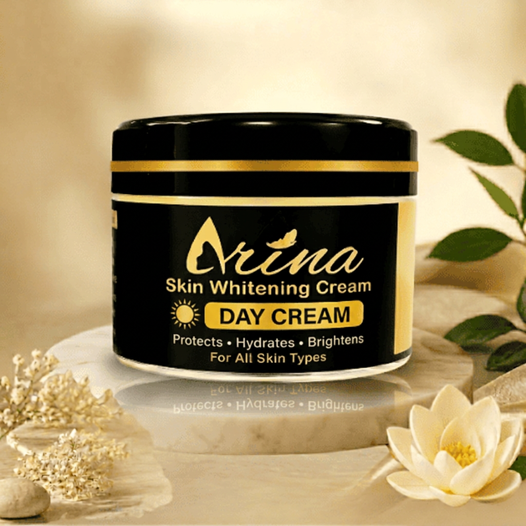 Arina Skin Whitening Day Cream mujhe ek post generate krke do is branding background ke sath size are 1080x1080