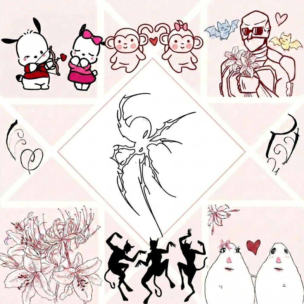 vale, ahora quiero que de la imagen quites los 3 dibujos que estan en el medio abajo, que estan entre los dibujos de las esquinas inferiores, y que en las figuras que quitaste previamente los dibujos pongas: En la figura de la izquierda la imagen 2, y la figura de la derecha la imagen 3. Que sea todo con el mismo formato que antes, sin cambiar nada de la imagen 1