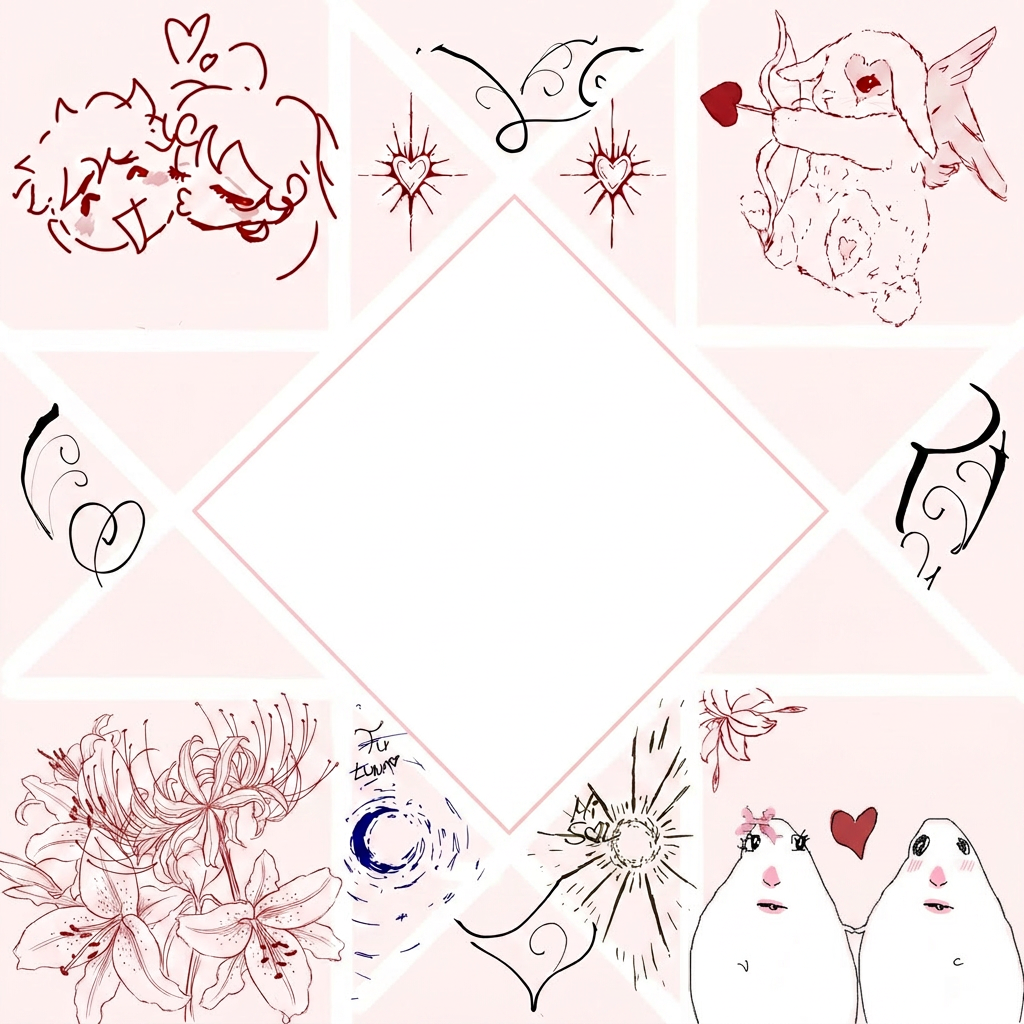 vale, de esta imagen quiero que cambies el dibujo de abajo a la derecha por la imagen 2 que te he pasado. No quiero que aparezca el texto que dice " happy valentine", solo los 2 dibujos. Ademas de eso, quiero que quites el texto del medio de la imagen 1, lo que dice " will you be my valentine" y las letras que estan alrededor que son: A ME O R