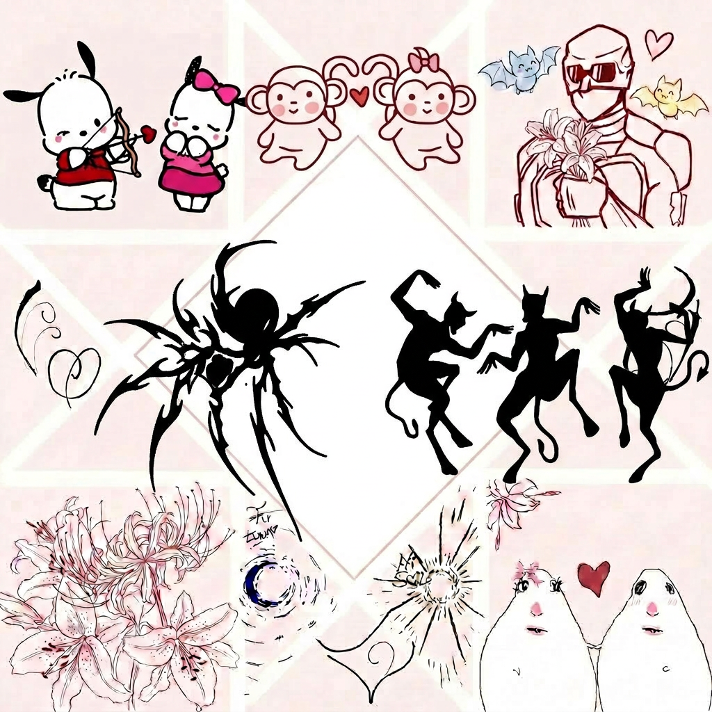 vale, ahora quiero que de la imagen quites los 3 dibujos que estan en el medio abajo, que estan entre los dibujos de las esquinas inferiores, y que en las figuras que quitaste previamente los dibujos pongas: En la figura de la izquierda la imagen 2, y la figura de la derecha la imagen 3. Que sea todo con el mismo formato que antes, sin cambiar nada de la imagen 1. Solo quiero que remplazes loos dibujos del medio abajo por las 2 imagenes que te pase