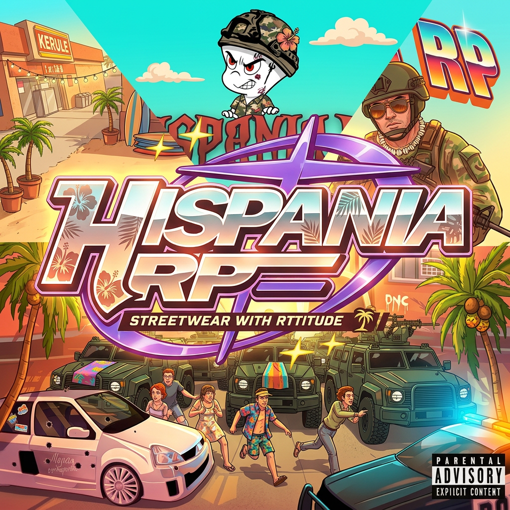 AI Design for Quiero que me hagas este logo pero version verano. No cambies los personajes, cambia tipo la estetica, que en vez de esa, que sea veranio. Pero que sea como muy verano. Pero no cambies mucho los personajes de la imagen, si eso solo la vestimenta. No cambies los personajes, si eso ponle algun complemento