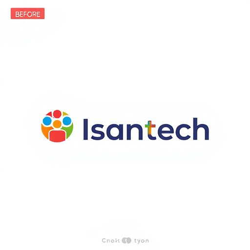 AI Design for make it before after app with people logo, with text "Insantech, Remove background photo"