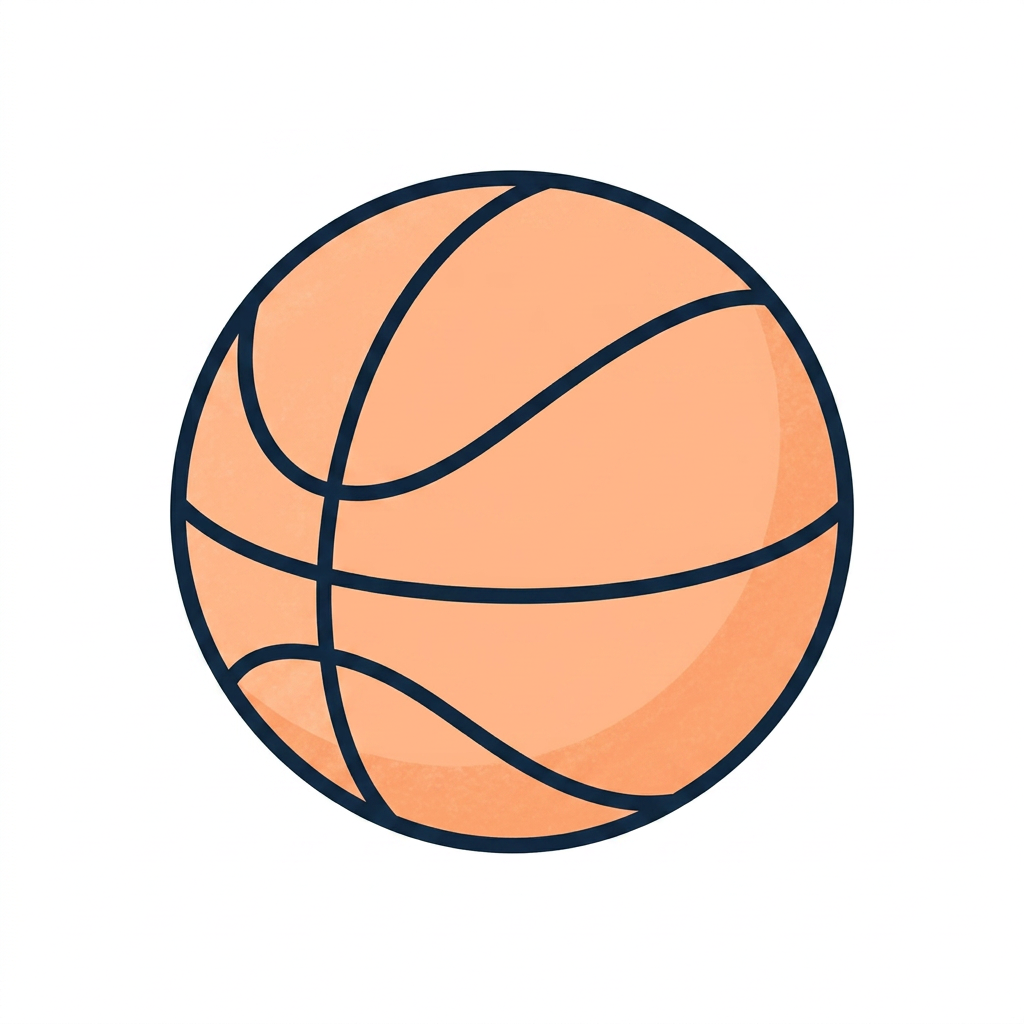AI Design for Создай очень простую и понятную картинку-символ 🏀 Basketball для детей и взрослых с аутизмом. Без каких либо добавлений вокруг символа. Символ должен передавать одно действие, предмет или эмоцию без лишних деталей и фона. Сделай белый фон. Сделай этот символ - 🏀 Basketball на основе примера.
Требования:
Минималистичный стиль.
Используй легкие цвета.
Один символ на картинку.
Высокий контраст.
Без текста и подписей.
Чёткие контуры и простые формы.
Дружелюбный, спокойный визуальный стиль.
Размер и композиция одинаковы для всех символов.