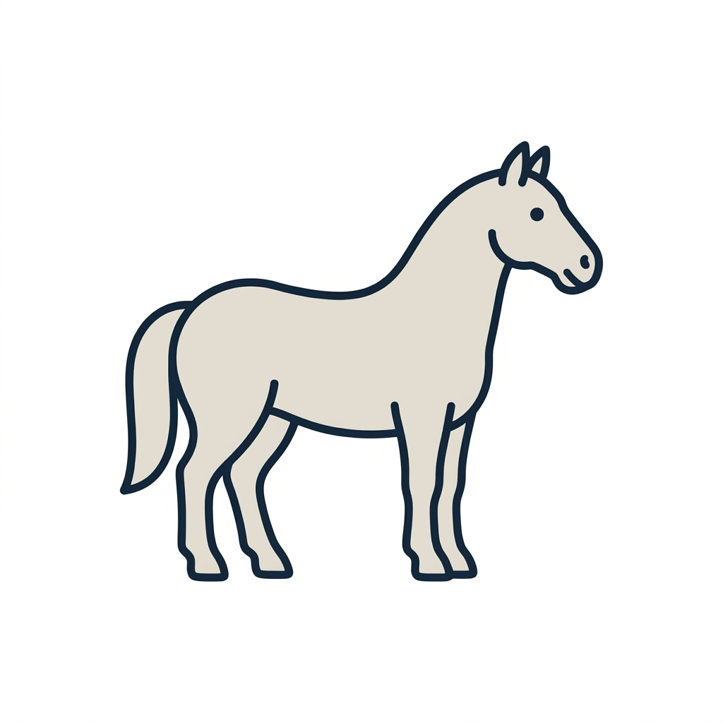 AI Design for Создай очень простую и понятную картинку-символ 🐎 Horses для детей и взрослых с аутизмом. Без каких либо добавлений вокруг символа. Символ должен передавать одно действие, предмет или эмоцию без лишних деталей и фона. Сделай белый фон. Сделай этот символ - 🐎 на основе примера.
Требования:
Минималистичный стиль.
Используй легкие цвета.
Один символ на картинку.
Высокий контраст.
Без текста и подписей.
Чёткие контуры и простые формы.
Дружелюбный, спокойный визуальный стиль.
Размер и композиция одинаковы для всех символов.