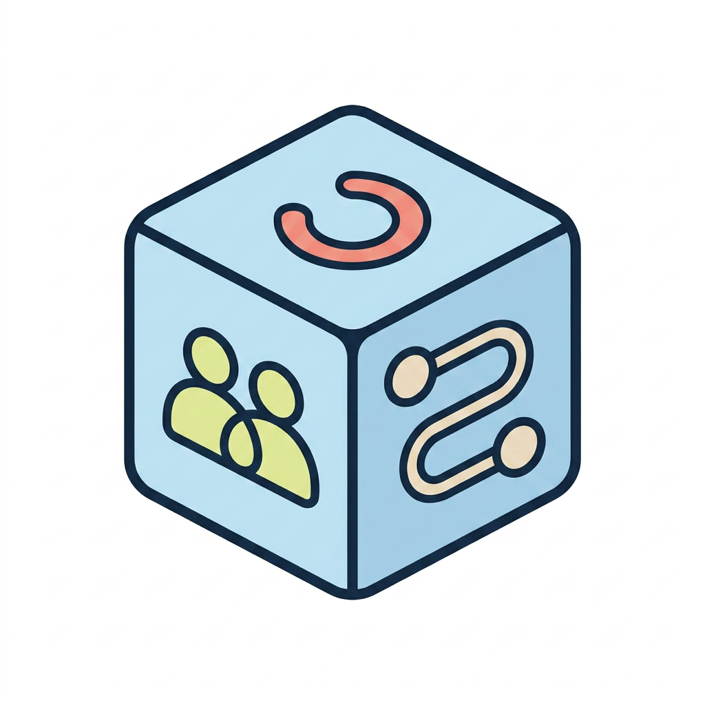 AI Design for Создай очень простую и понятную картинку-символ 🎲 Indoor Games детей и взрослых с аутизмом. Без каких либо добавлений вокруг символа. Символ должен передавать одно действие, предмет или эмоцию без лишних деталей и фона. Сделай белый фон. Сделай этот символ - 🎲 Indoor Games на основе примера.
Требования:
Минималистичный стиль.
Используй легкие цвета.
Один символ на картинку.
Высокий контраст.
Без текста и подписей.
Чёткие контуры и простые формы.
Дружелюбный, спокойный визуальный стиль.
Размер и композиция одинаковы для всех символов.