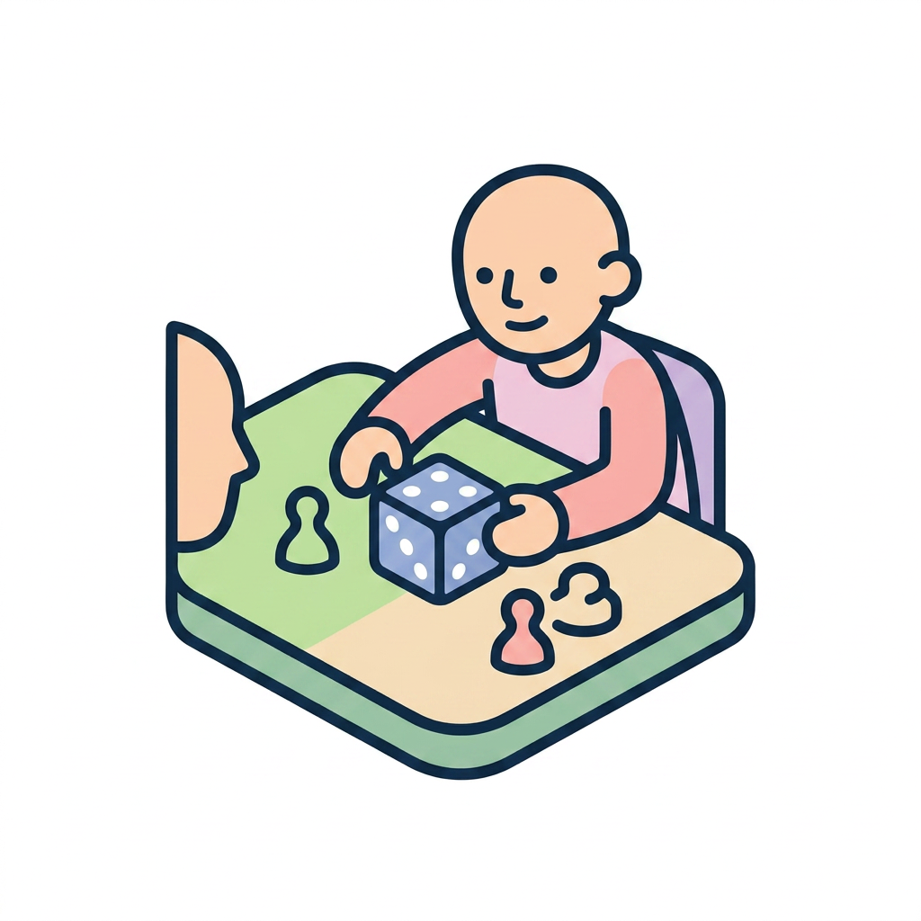 AI Design for Создай очень простую и понятную картинку-символ 🎲 Indoor Games детей и взрослых с аутизмом. Без каких либо добавлений вокруг символа. Символ должен передавать одно действие, предмет или эмоцию без лишних деталей и фона. Сделай белый фон. Сделай этот символ - 🎲 Indoor Games на основе примера.
Требования:
Минималистичный стиль.
Используй легкие цвета.
Один символ на картинку.
Высокий контраст.
Без текста и подписей.
Чёткие контуры и простые формы.
Дружелюбный, спокойный визуальный стиль.
Размер и композиция одинаковы для всех символов.