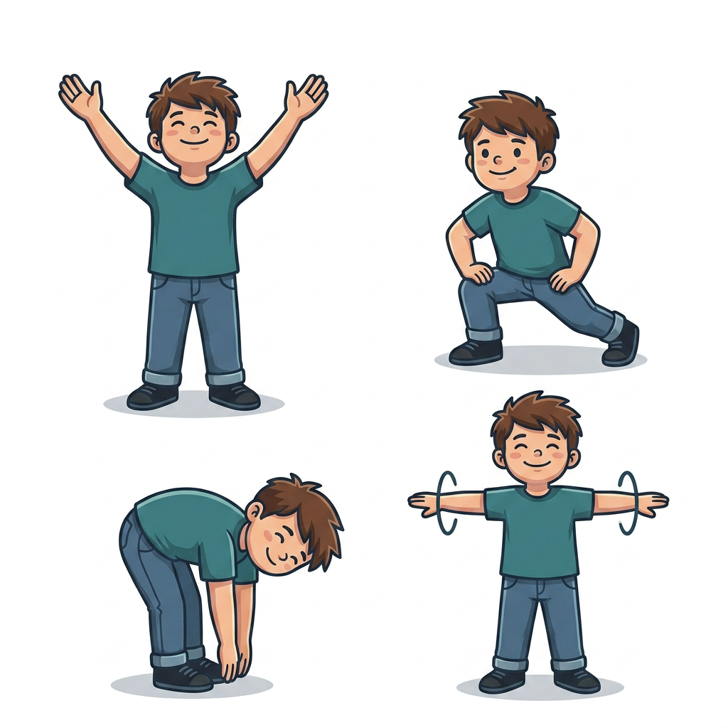 AI Design for сделай картинку "Sport exercises" на основе этого фото (без текста и надписей) на белом фоне
