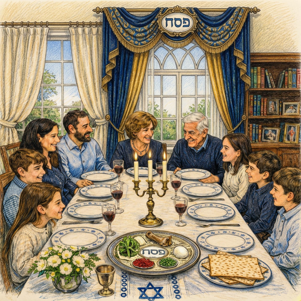 fix the Passover plate, do not add any components. add a window with nice curtains to the background