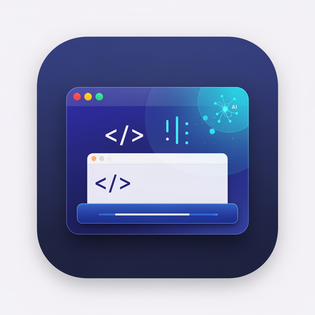 AI Design for Design a premium, modern macOS application icon for a developer productivity app named "DevDock".

The icon should feel like a first-party Apple developer tool while maintaining its own unique identity.

Core concept:
A clean macOS workspace where development, organization, and AI assistance come together.

Visual style:
• Minimal
• Professional
• Elegant
• Premium
• Native macOS aesthetic
• Soft depth with subtle glassmorphism
• Rounded square app icon
• Crisp vector-style artwork
• No text
• No letters
• No logos
• No watermarks

Primary visual elements (combine harmoniously):
• A stylized macOS window
• Code brackets </> or subtle code glyphs
• A dock/workspace concept
• A small AI sparkle or neural accent integrated subtly (not dominant)

Color palette:
• Deep blue
• Indigo
• Cyan accents
• Soft white highlights
• Subtle gradients
• High contrast for visibility in Light and Dark Mode

Avoid:
• Generic terminal icons
• Robot heads
• Chat bubbles
• Cartoon illustrations
• Flat clipart
• Excessive shadows
• Busy compositions

The icon should remain recognizable at 16px, 32px, 64px, 128px, 256px, 512px, and 1024px.

The final result should look comparable in quality to Apple's professional macOS applications such as Xcode, Shortcuts, or Console, while being entirely original and suitable for App Store distribution.

Style keywords:
Apple Human Interface Guidelines, macOS, premium, developer tools, modern, elegant, geometric, minimal, glassmorphism, vector, high-end software branding.