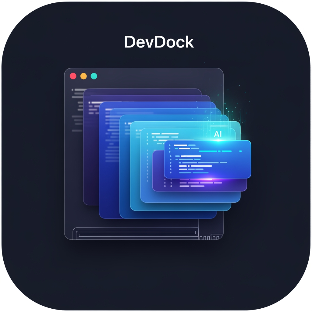 AI Design for # 🎨 DevDock — Premium macOS App Icon Design Prompt

Design a world-class, premium macOS application icon for **DevDock**, a professional developer workspace and productivity platform built exclusively for macOS.

The icon should immediately communicate **developer workspace, organization, focus, and intelligence**—not simply "coding."

## Design Philosophy

Create an icon that feels like it belongs alongside Apple's own professional applications such as Xcode, Shortcuts, Console, Activity Monitor, and Finder.

The result should be:

* Premium
* Minimal
* Modern
* Elegant
* Instantly recognizable
* Timeless
* Enterprise-quality
* Native to the macOS ecosystem

The icon must be completely original and suitable for commercial App Store distribution.

---

## Core Concept

The primary visual element should be a **stylized macOS workspace/window** that represents a developer's central workspace.

Instead of emphasizing code symbols, the icon should represent:

* Productivity
* Development workspace
* Organization
* Multiple tools working together
* AI-assisted development
* Professional software engineering

The workspace should be the hero of the design.

---

## Visual Elements

Create a clean composition using a combination of:

* A modern macOS application window
* Layered workspace panels
* Dock-inspired organization
* Subtle modular layout
* Depth through layered glass surfaces
* Very subtle AI intelligence accent (soft glow or minimal sparkle integrated into the workspace)

Developer identity should be implied rather than obvious.

If code elements are included, they should be extremely subtle and secondary—not the focal point.

---

## Do NOT Use

Avoid all common developer clichés:

* Giant </> symbols
* Large terminal prompts
* Robot heads
* Chat bubbles
* Brain illustrations
* Circuit boards
* Hexagons
* Generic AI logos
* Large lightning bolts
* Cartoon artwork
* Flat clipart
* Generic folders
* Letter "D"
* Initials "DD"
* Product name text
* Watermarks

The icon should be recognizable without relying on typography.

---

## Visual Style

* Native macOS aesthetic
* Apple Human Interface Guidelines inspired
* Soft glassmorphism
* Rounded-square macOS app icon
* Elegant layered depth
* Crisp vector artwork
* Soft lighting
* Subtle gradients
* High-quality materials
* Clean geometry
* Balanced composition

The icon should feel handcrafted and premium.

---

## Color Palette

Primary colors:

* Deep Navy
* Indigo
* Royal Blue

Accent colors:

* Cyan
* Electric Blue
* Soft White

Optional subtle accent:

* Violet

Avoid oversaturated or neon colors.

Maintain excellent visibility in both Light Mode and Dark Mode.

---

## Lighting

Use:

* Soft ambient lighting
* Gentle reflections
* Refined highlights
* Premium glass materials
* Smooth depth

Avoid:

* Heavy shadows
* Harsh glows
* Excessive reflections
* Overly dramatic effects

---

## Scalability

The icon must remain sharp and recognizable at:

* 16×16
* 32×32
* 64×64
* 128×128
* 256×256
* 512×512
* 1024×1024

Every size should preserve clarity and identity.

---

## Brand Personality

The icon should communicate:

* Professional
* Intelligent
* Organized
* Fast
* Reliable
* Clean
* macOS-native
* Built for developers

It should look like software created by a company with the design quality of Apple, Linear, Raycast, Notion, or Arc Browser.

---

## Final Goal

Create an iconic, memorable macOS application icon that instantly conveys **"the professional workspace for developers"** rather than simply **"an app for writing code."**

The final result should be elegant, distinctive, premium, and worthy of being the face of DevDock for years to come.