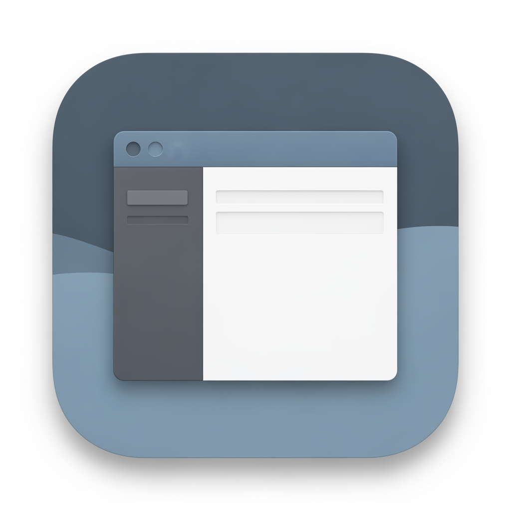 AI Design for # DevDock — Native macOS App Icon

Design a timeless, native macOS application icon for **DevDock**, a professional developer workspace built exclusively for macOS.

The icon should feel like it could have been designed by Apple's Human Interface Design team.

## Design Direction

This is **NOT** an AI application.

This is **NOT** a futuristic startup.

This is **NOT** a cyberpunk product.

This is **NOT** a glowing neon concept.

The icon should feel calm, professional, trustworthy, and native to macOS.

The overall impression should be:

* Native
* Clean
* Professional
* Minimal
* Functional
* Timeless
* macOS-first

Someone seeing the icon should immediately think:

> "This looks like a serious macOS developer application."

---

## Core Concept

Represent the idea of a **developer's workspace**.

The icon should revolve around a clean macOS-style application window or workspace.

Inside the workspace, subtly suggest organization and development through layout, panels, or editor-inspired structure.

Avoid making code symbols the hero.

The concept is **workspace**, not **coding**.

---

## Visual Language

Use visual inspiration from Apple's own macOS applications.

Rounded-square app icon.

Balanced composition.

Simple geometry.

Subtle depth.

Soft shadows.

Natural lighting.

No exaggerated effects.

No glossy plastic look.

No excessive gradients.

No glassmorphism.

No holographic effects.

---

## Color Palette

Use restrained macOS-inspired colors.

Examples:

* Slate Blue
* Deep Gray
* Soft Blue
* Graphite
* White
* Muted Navy

Use only one subtle accent color if needed.

The icon should look equally comfortable in Light Mode and Dark Mode.

Avoid:

* Neon colors
* Rainbow gradients
* Bright purple
* Electric cyan
* Oversaturated blues
* Metallic chrome effects

---

## Materials

Use materials similar to Apple's system icons.

Soft matte surfaces.

Subtle layered depth.

Clean edges.

No excessive reflections.

No glowing outlines.

---

## Do NOT Include

* AI sparkles
* Robot heads
* Chat bubbles
* Circuit boards
* Brain graphics
* Futuristic interfaces
* Sci-fi lighting
* Giant </> symbols
* Terminal windows as the primary focus
* Letter D
* Text
* Logos
* Watermarks

---

## Personality

The icon should communicate:

* Developer workspace
* Organization
* Productivity
* Focus
* Reliability
* macOS craftsmanship

It should feel like software that developers will use every day for years.

---

## Inspiration

Take inspiration from the design philosophy of:

* Xcode
* Console
* Finder
* Activity Monitor
* Script Editor
* TextEdit
* Shortcuts

Match their level of restraint, simplicity, and timelessness—without copying any existing icon.

---

## Final Goal

Create a premium, understated macOS application icon that perfectly matches a native SwiftUI desktop application.

The icon should never feel trendy or futuristic.

It should feel like it naturally belongs in the macOS Dock and remain visually relevant for many years.