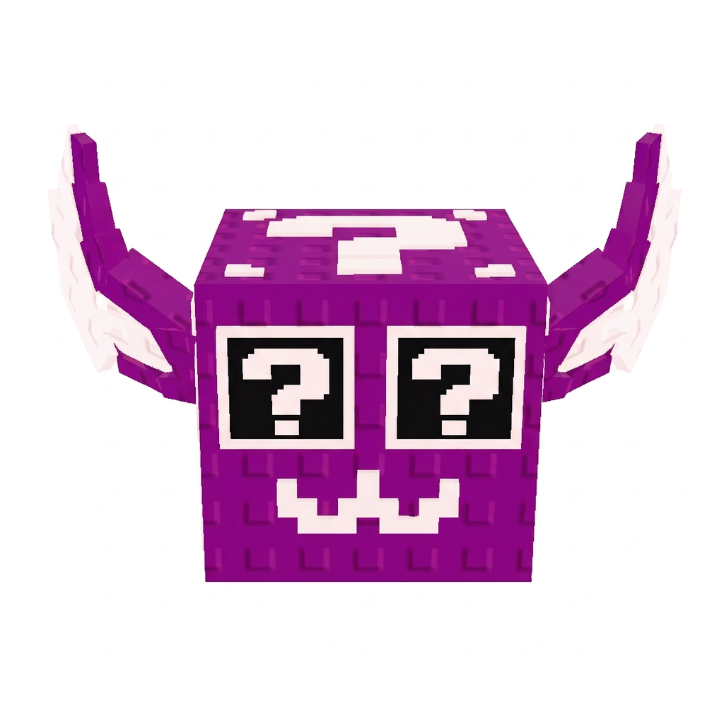 make this lucky block face #800080 (pure purple) instead of red DO NOT CHANGE THE STYLE DO NOT CHANGE ANYTHING ELSE