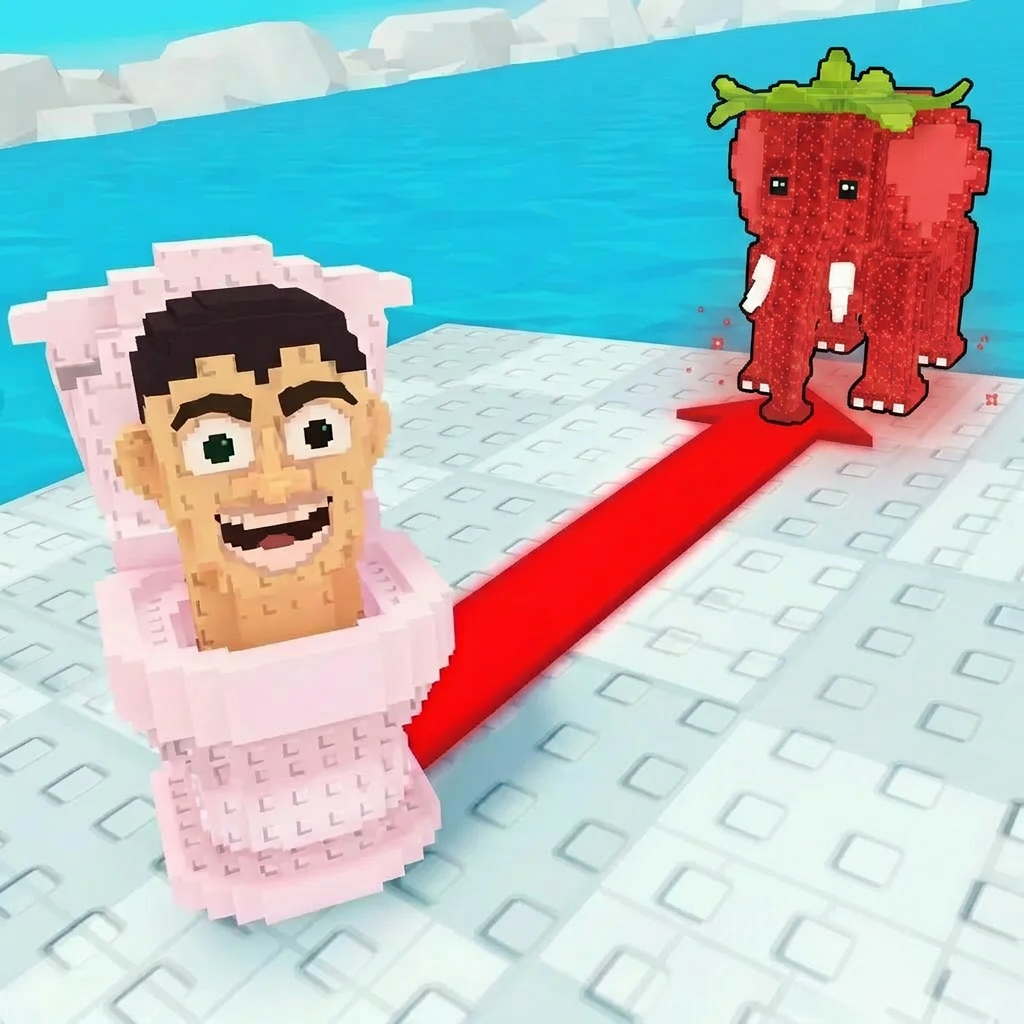 AI Design for completely replace the green/black guy with this character dont leave left over particles/parts from the green/black guy with this elephant: