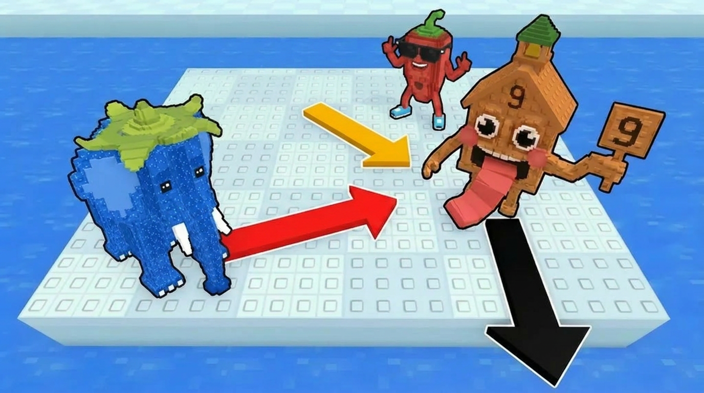 AI Design for make the arrow for the elephant red and move the chilli backwards a little and dont make the chillis arrow go into its chest it should be on the ground just like everyone elses