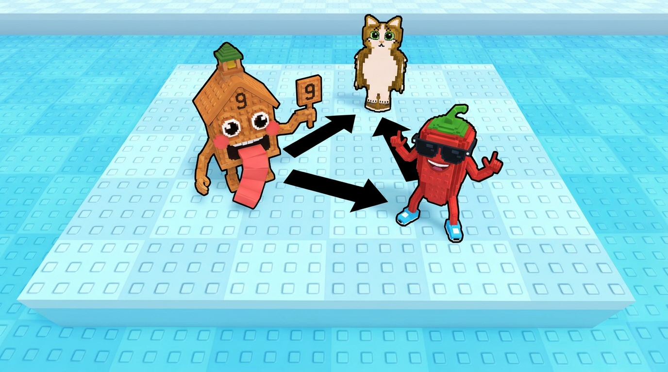 AI Design for replace the penguins with these three characters ensure that all arrows have the color black and change this to the water texture dont distort the water visuals completely replace the penguins dont leave remnents of their visuals behind
