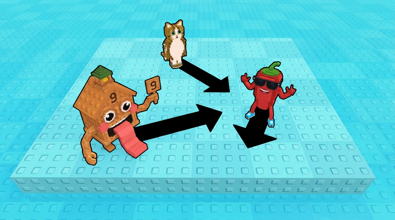 AI Design for replace the penguins with these three characters ensure that all arrows have the color black and change this to the water texture dont distort the water visuals completely replace the penguins dont leave remnents of their visuals behind