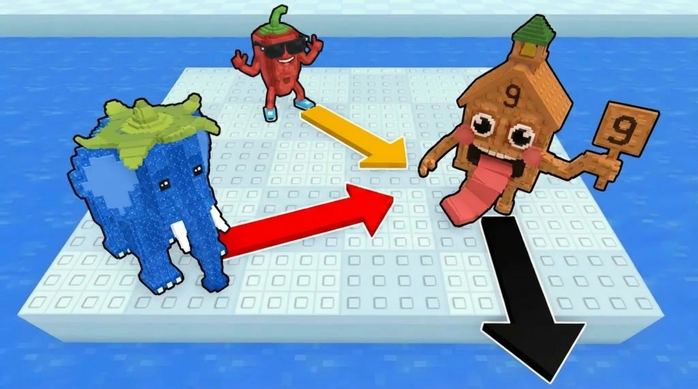AI Design for make the arrow for the elephant red and move the chilli backwards a little and dont make the chillis arrow go into its chest it should be on the ground just like everyone elses