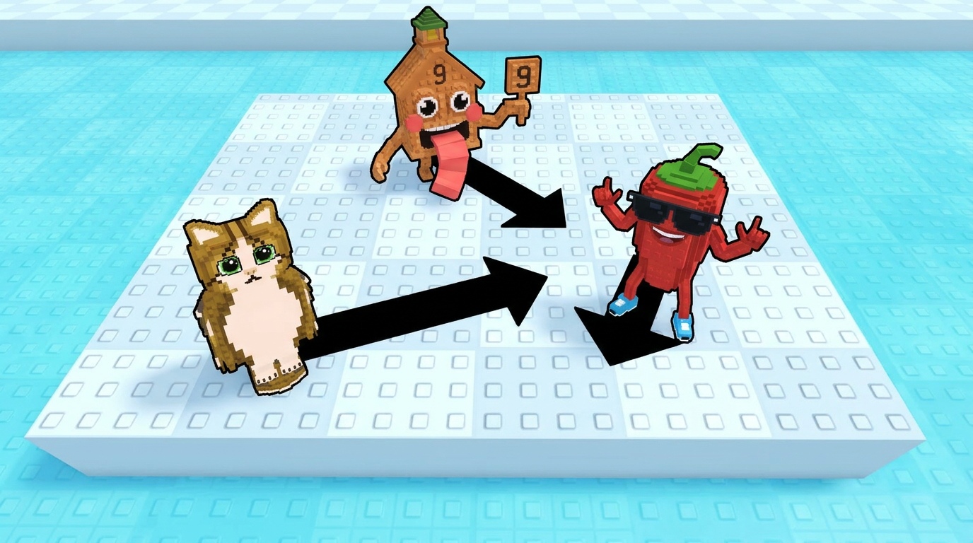 AI Design for replace the penguins with these three characters ensure that all arrows have the color black and change this to the water texture dont distort the water visuals completely replace the penguins dont leave remnents of their visuals behind