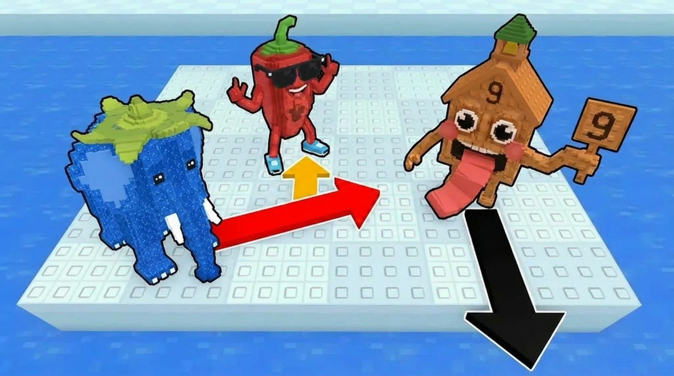 AI Design for make the arrow for the elephant red and move the chilli backwards a little and dont make the chillis arrow go into its chest it should be on the ground just like everyone elses