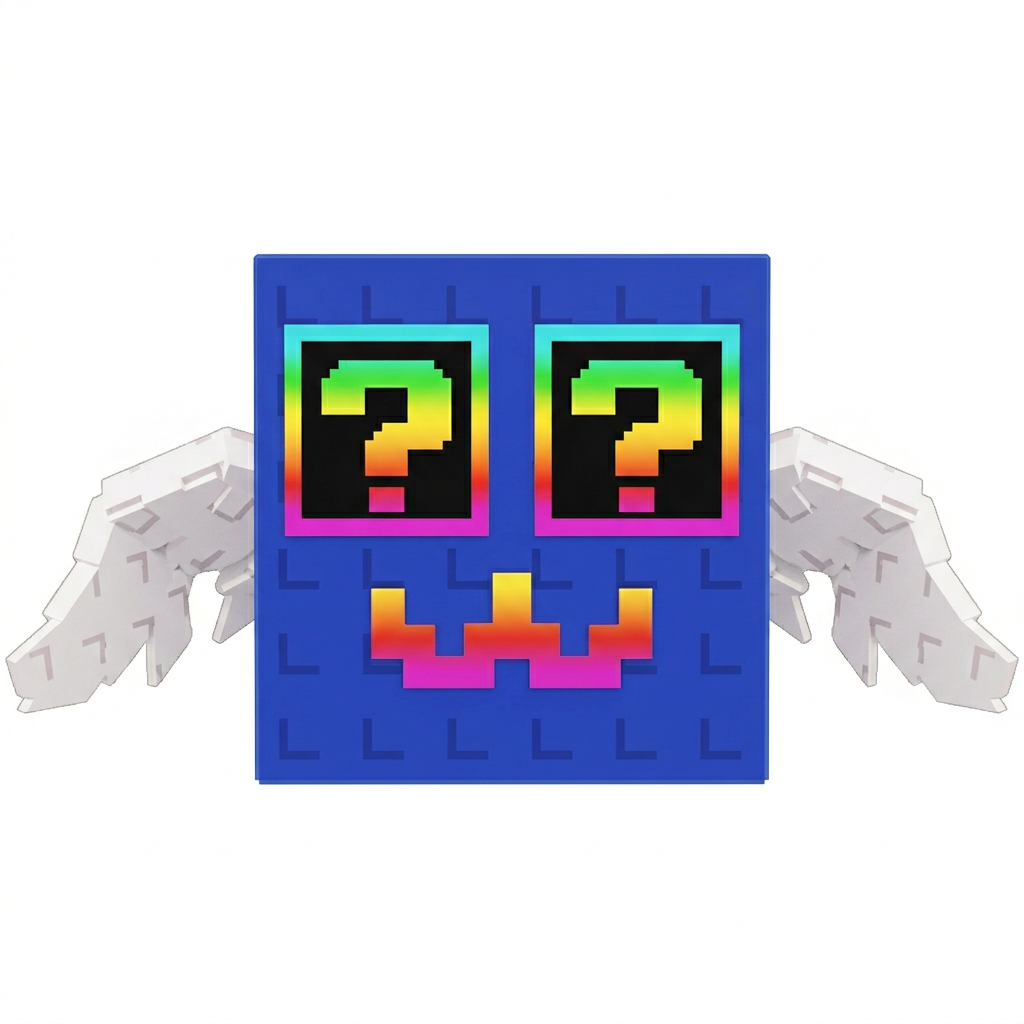 make this lucky block face forward DO NOT TOUCH THE OUTLINE THICKNESS  DO NOT CHANGE ANYTHING ELSE