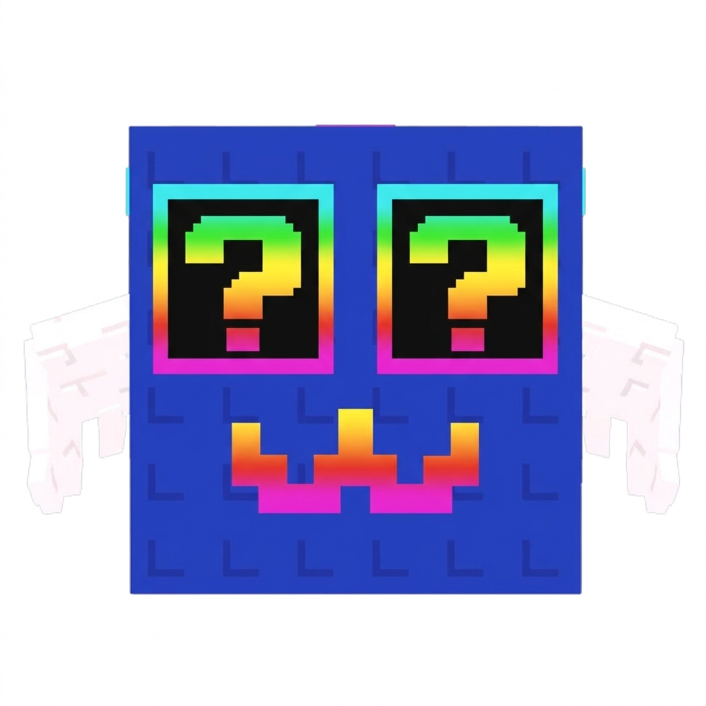 make this lucky block face forward DO NOT TOUCH THE OUTLINE THICKNESS  DO NOT CHANGE ANYTHING ELSE