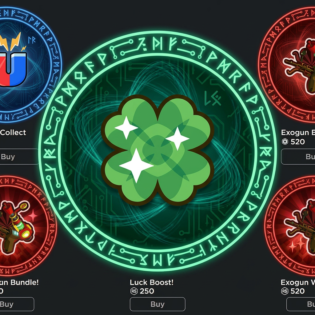 Create a custom circular-themed background for this Roblox gamepass icon. Do not change the icon itself in any way. The background should be simple, cartoonish, and modular so the same overall theme can be reused across other gamepasses, regardless of their color or shape. Make the background feel custom and visually connected as part of a shared gamepass set, with a consistent theme that can span across all gamepasses. Avoid making it feel generic, boring, or bland. use these sets as examples of clear themes across all gamepasses: