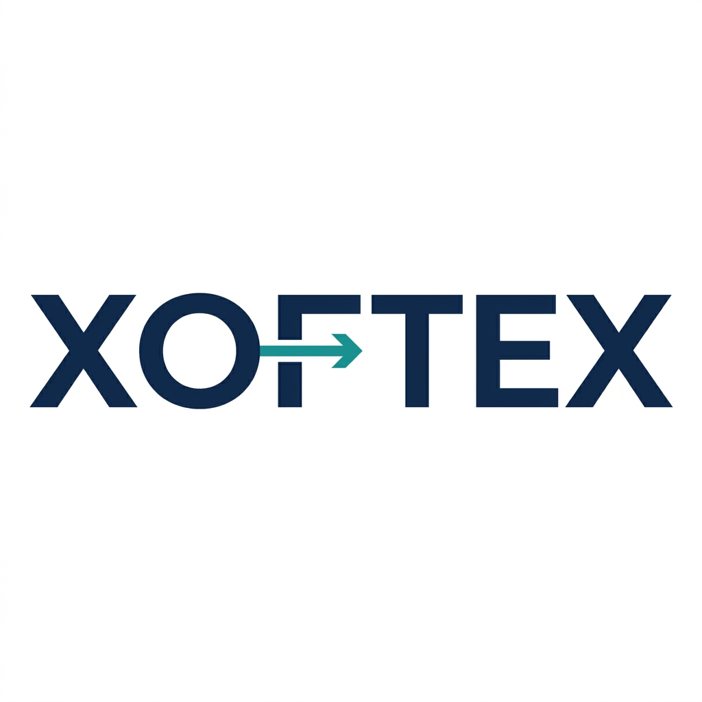 AI Design for Design a simple, premium corporate logo for XOFTEX, a modern technology and software company. Focus primarily on the XOFTEX wordmark, not a separate icon. Use a clean modern geometric sans-serif typeface and create one subtle custom modification to a single letter, preferably the O, F or X, to make the wordmark distinctive and ownable. The modification should subtly suggest technology and precision without using obvious AI symbols. Flat vector logo, black or deep navy wordmark with one restrained teal accent, white background, professional enterprise technology branding, minimal, timeless, highly legible, no gradients, no 3D, no shadows, no circuit board, no brain, no robot, no globe.