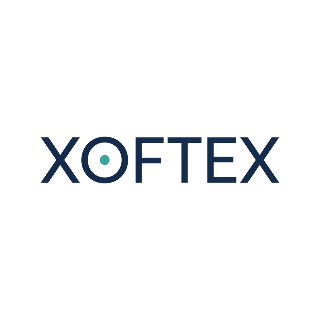 AI Design for Design a simple, premium corporate logo for XOFTEX, a modern technology and software company. Focus primarily on the XOFTEX wordmark, not a separate icon. Use a clean modern geometric sans-serif typeface and create one subtle custom modification to a single letter, preferably the O, F or X, to make the wordmark distinctive and ownable. The modification should subtly suggest technology and precision without using obvious AI symbols. Flat vector logo, black or deep navy wordmark with one restrained teal accent, white background, professional enterprise technology branding, minimal, timeless, highly legible, no gradients, no 3D, no shadows, no circuit board, no brain, no robot, no globe.