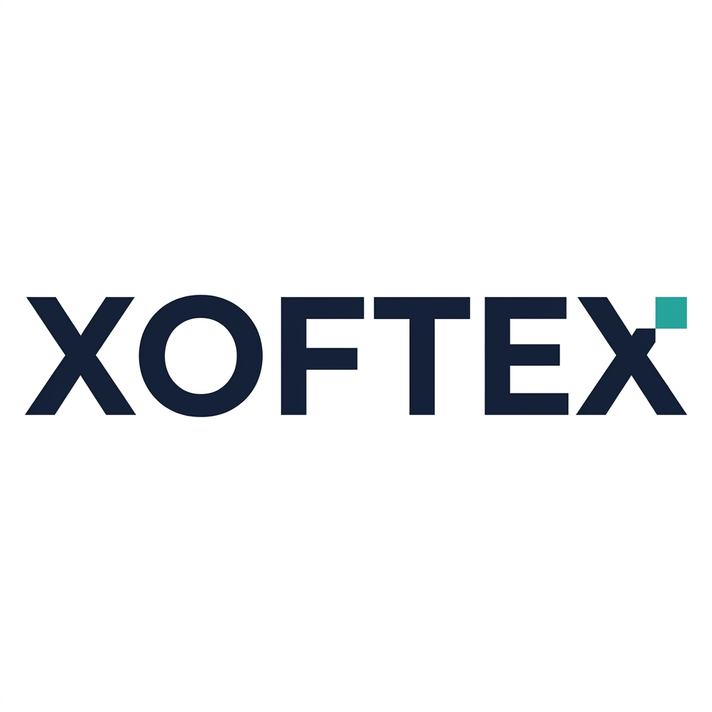 AI Design for Create a clean corporate logo for XOFTEX using a simple modern sans-serif wordmark. Keep the word XOFTEX almost completely normal and professional, but introduce one tiny distinctive technology-related accent integrated into the typography — a small square, dot, short line or geometric cut. The detail should feel intentional and proprietary, not decorative. Inspired by the restraint of major global technology brands. Minimal flat vector, dark navy or black with one teal accent, white background, excellent spacing, timeless corporate identity, no large symbol, no AI brain, no circuits, no gradients, no 3D.