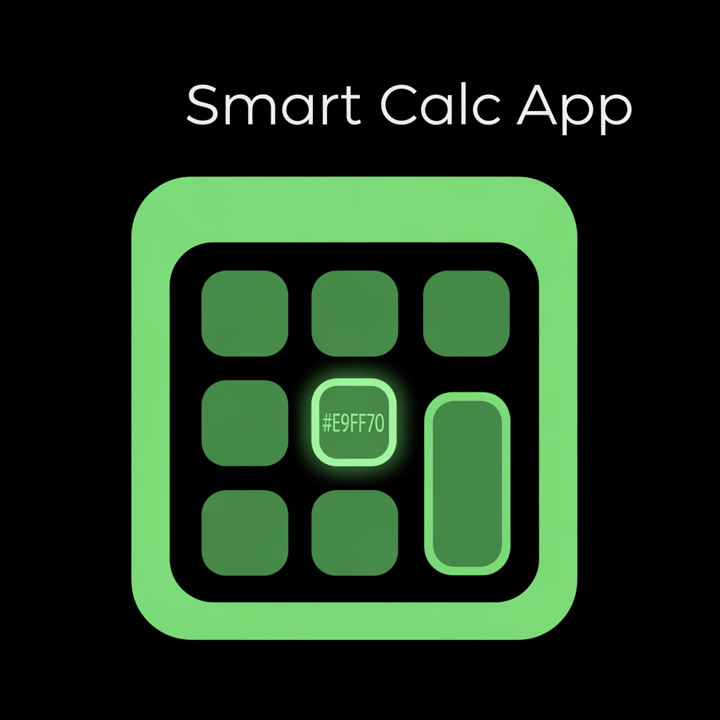 create the app logo for Smart Clac App, in which we have differnt calculators and convertors use E9FF70 code for logo with black background