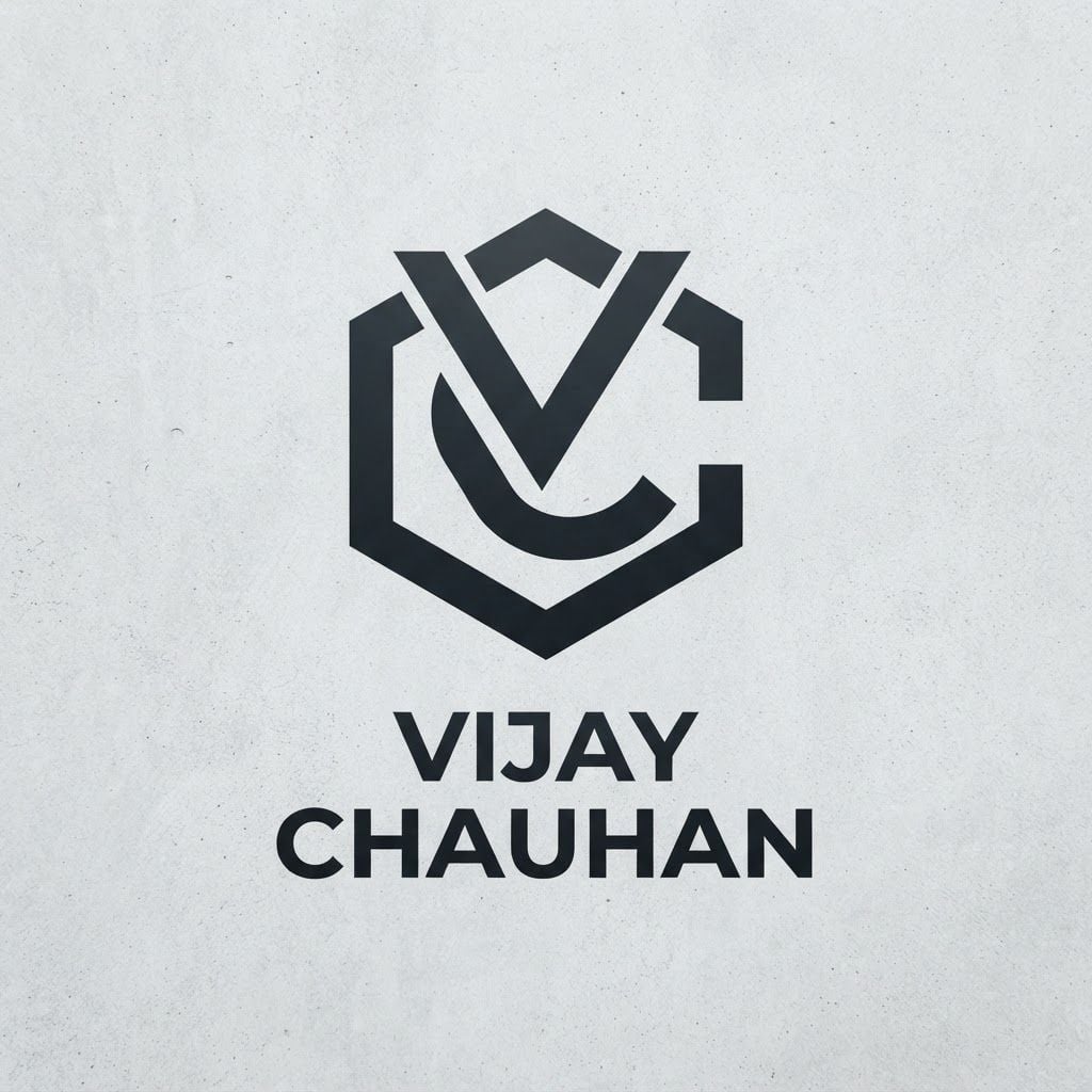 AI Design for i am creating my portfolio i want to create its logo, my name is Vijay Chauhan, the logo should be of two words or it can be one synbol