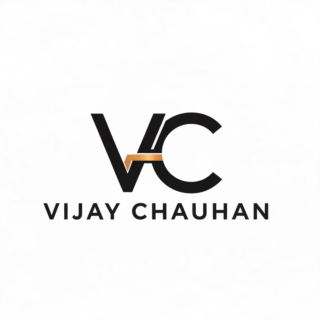AI Design for i am creating my portfolio i want to create its logo, my name is Vijay Chauhan, the logo should be of two words or it can be one synbol