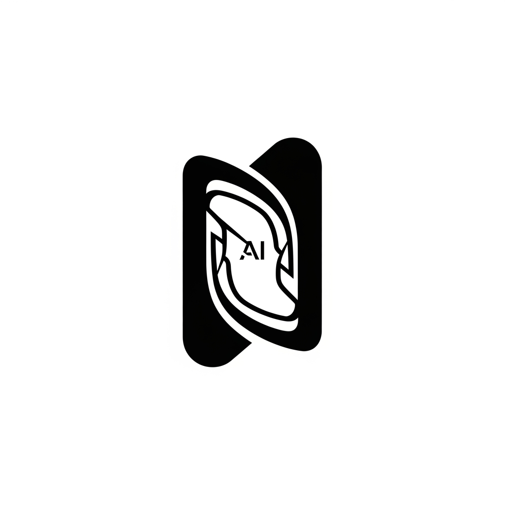 AI Design for Create a single-shape logo that combines the concepts of security, storage, continuity, and AI intelligence. The logo should look like an abstract vault formed from one continuous geometric loop. Minimal, premium, modern, and highly distinctive. Strong silhouette, smooth curves, balanced geometry, flat vector design, monochrome, no text, no gradients, no shadows.