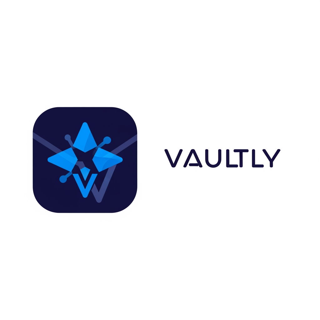 AI Design for Design a modern, premium logo for a mobile app called Vaultly. The logo should feature a minimalist vault-inspired icon using a rounded square shape that represents security, storage, and trust. Inside the vault, place a clean geometric diamond/star symbol representing AI intelligence and smart automation. Incorporate a subtle hidden "V" shape into the icon design without making it obvious, creating a clever visual connection to the brand name.
Style should be:
Minimalist and geometric
Premium fintech/productivity aesthetic
Flat vector design
Highly recognizable at small app icon sizes (32px–64px)
Modern 2026 SaaS branding
Balanced proportions and clean spacing
No shadows, no complex gradients, no 3D effects
Color palette:
Deep Navy (#0F172A)
Electric Blue (#3B82F6) accent
White background
The icon should communicate:
Security
Organization
Intelligence
Reliability
Personal digital vault
Include the wordmark "Vaultly" beside the icon using a modern geometric sans-serif font. Create versions suitable for app icons, websites, and mobile splash screens. Professional, trustworthy, and globally recognizable.